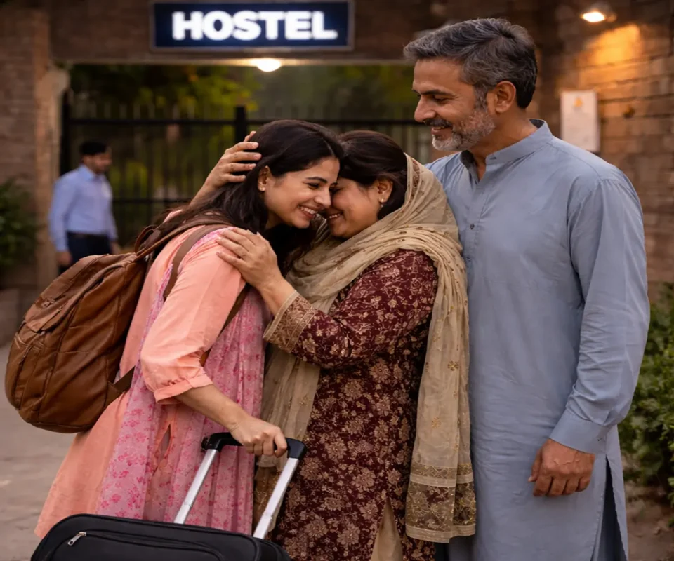 pakistan student hostel culture parents dropping daughter