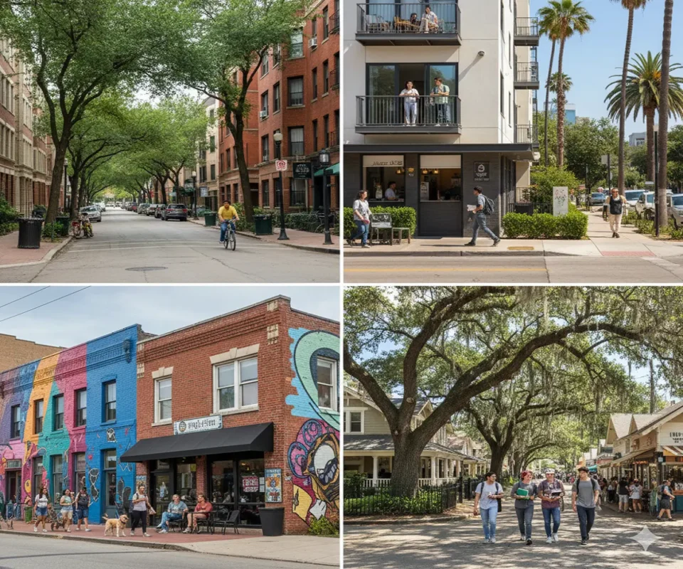 Student housing neighborhoods in major US cities