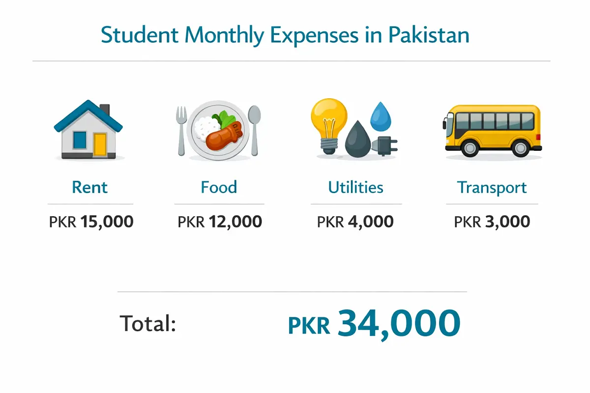 average student living cost in pakistan per month