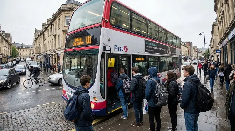 students commuting in bristol using city bus transport