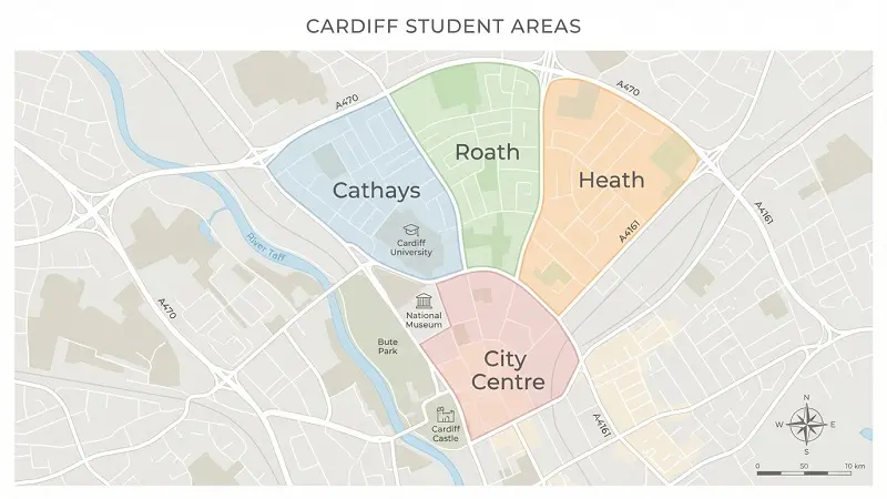 map of best student accommodation areas in Cardiff