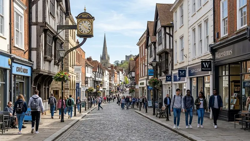 Guildford town centre UK student city environment