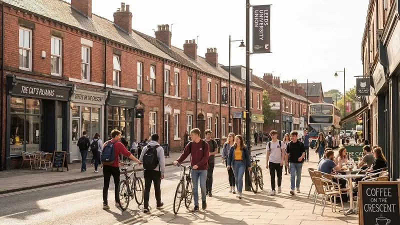 students walking in headingley leeds popular student neighborhood