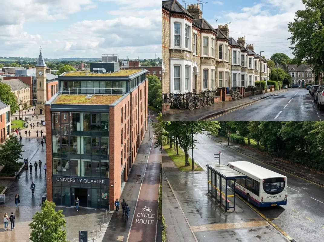 Comparison of student accommodation close to campus and farther away in a UK university city