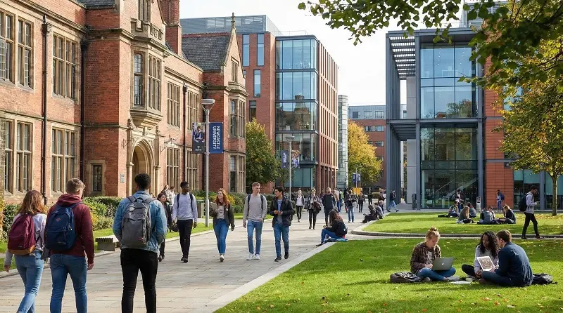 students on campus near Newcastle University and Northumbria University