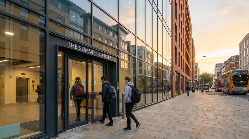 modern private student accommodation building in Cardiff