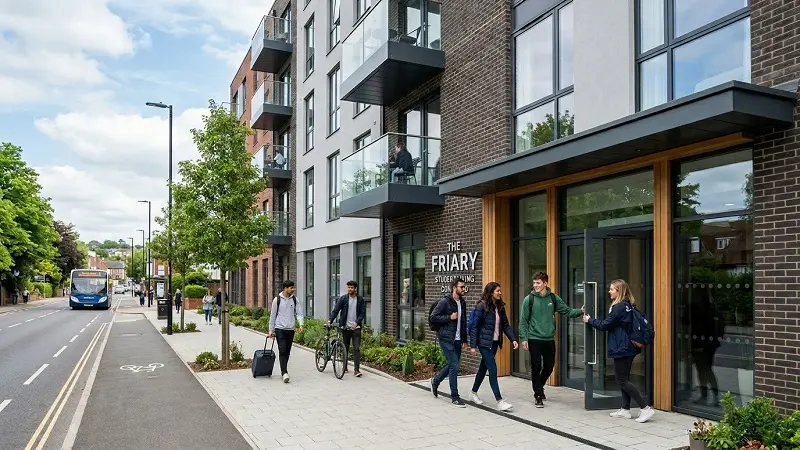modern private student accommodation building Guildford UK