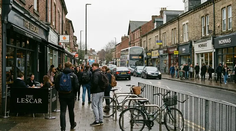 students walking near university of sheffield campus buildings