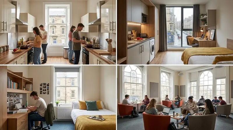 different types of student accommodation in Edinburgh including shared houses and studios