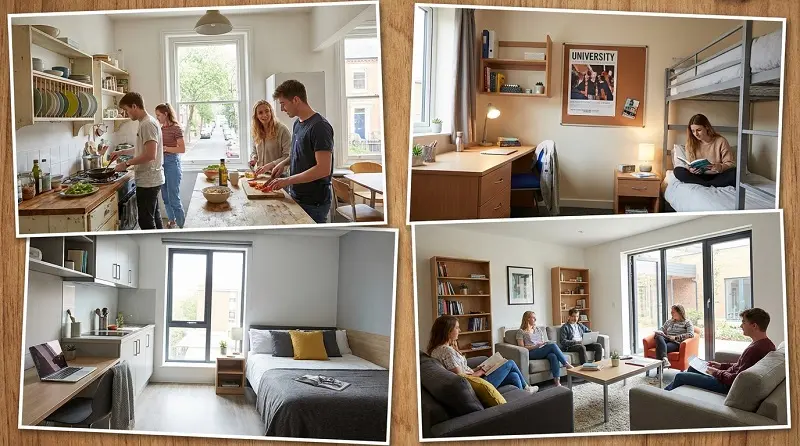 Different types of student accommodation in Nottingham including shared houses and studios