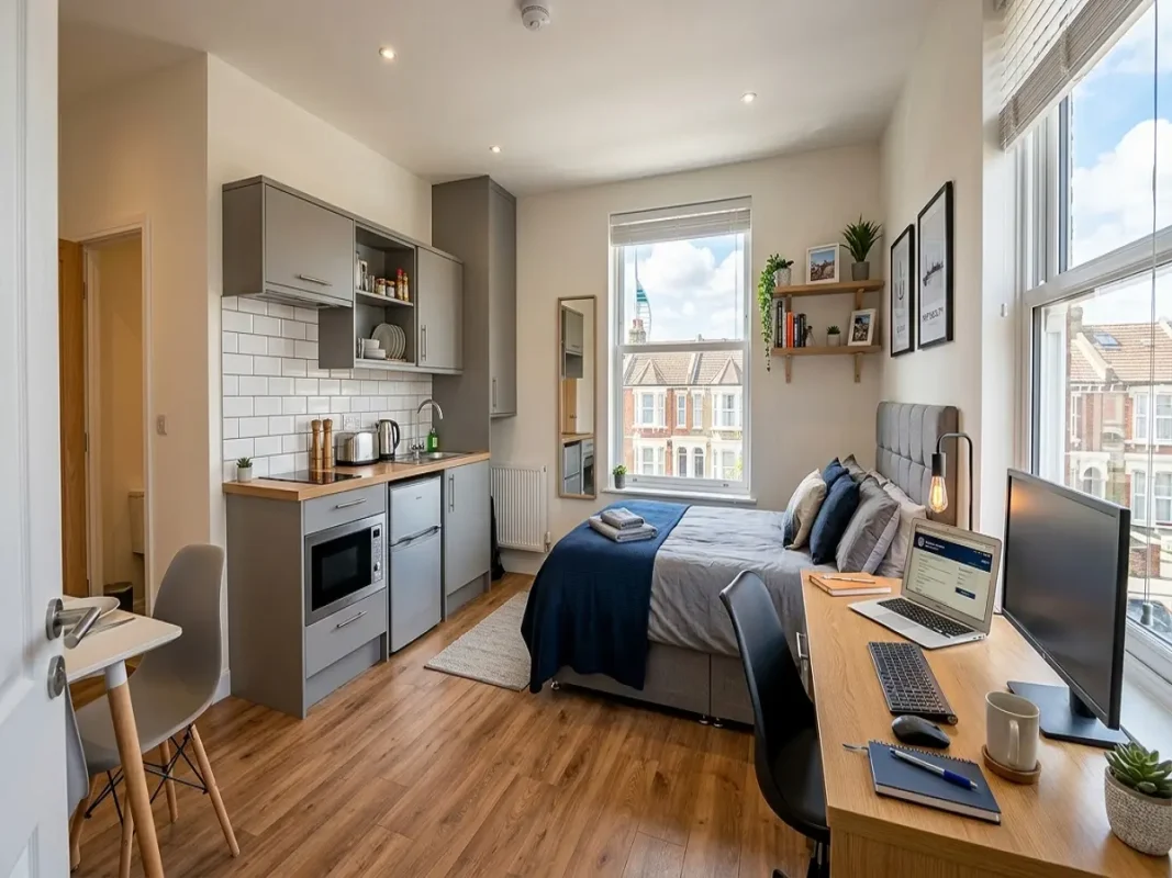 modern student studio apartment interior in Portsmouth accommodation