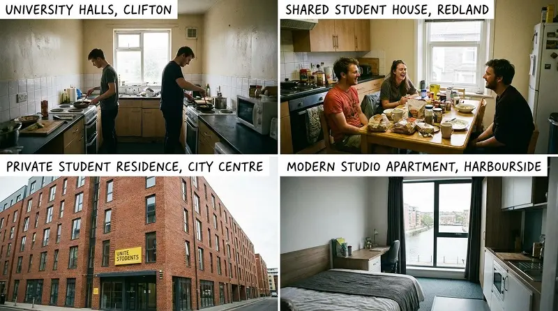 types of student accommodation in bristol including halls shared houses and studios