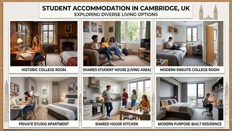 Types of student accommodation in Cambridge including college and private housing