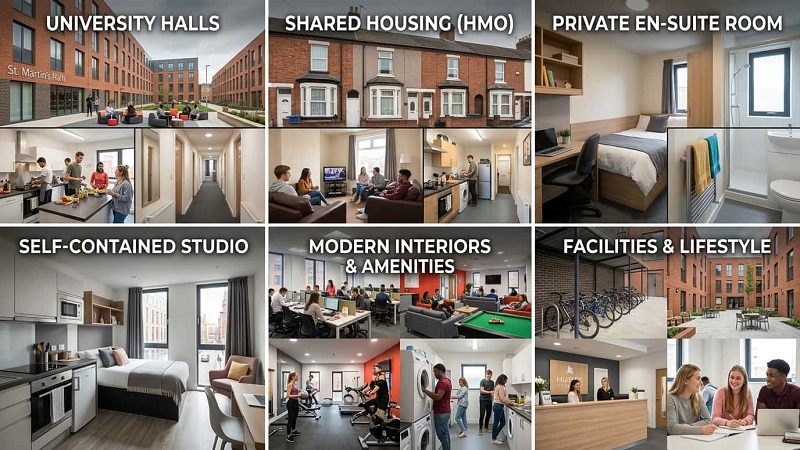 Types of student accommodation in Exeter including shared housing and studios