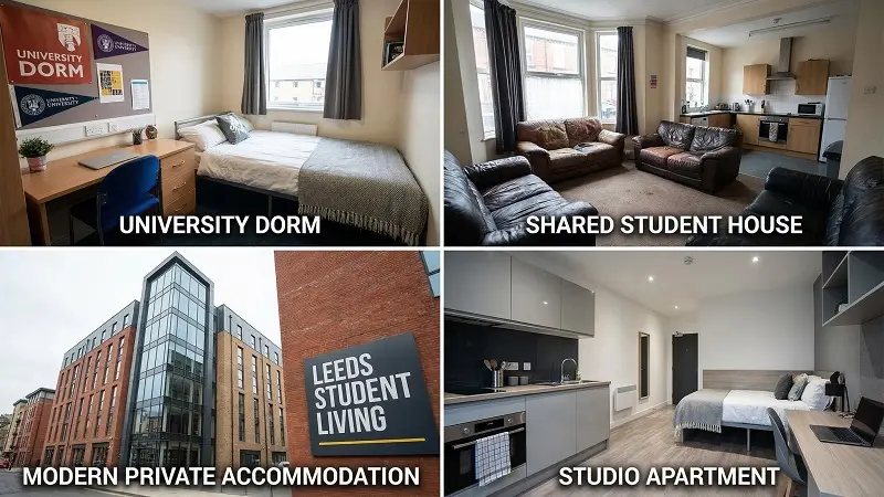 different types of student accommodation in leeds including halls shared houses and studios