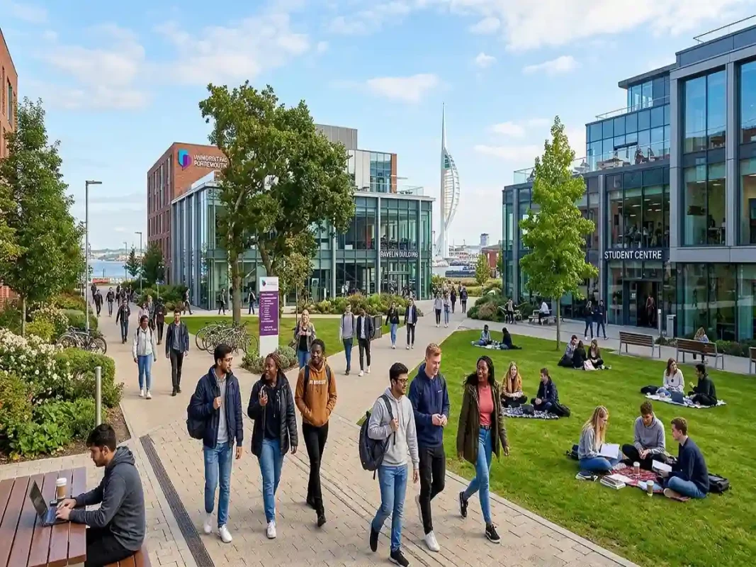 University of Portsmouth campus buildings and student environment