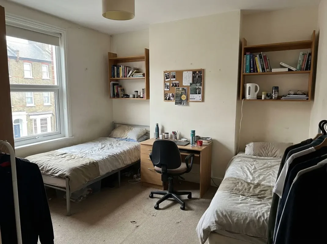 Affordable student room in London showing a realistic low-cost accommodation setup