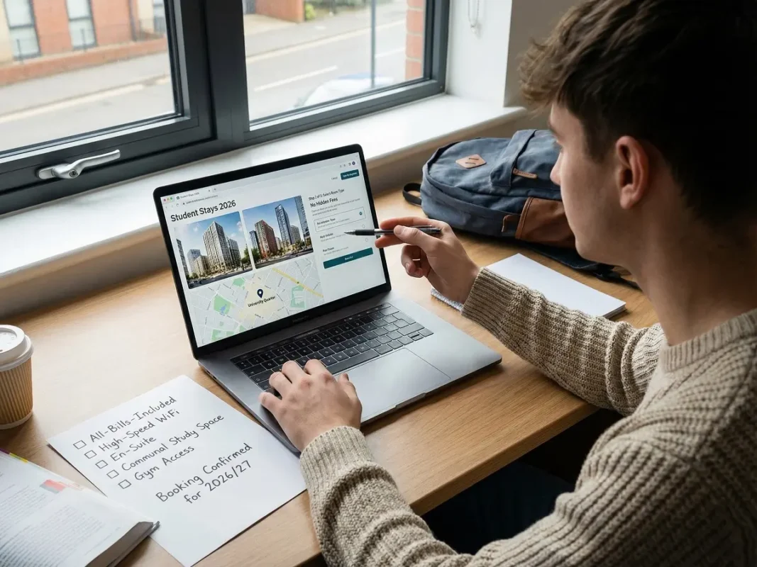 UK student accommodation trends 2026 with booking checklist and online comparison