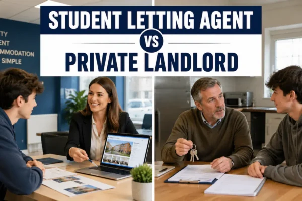 Student comparing a student letting agent and private landlord before renting accommodation